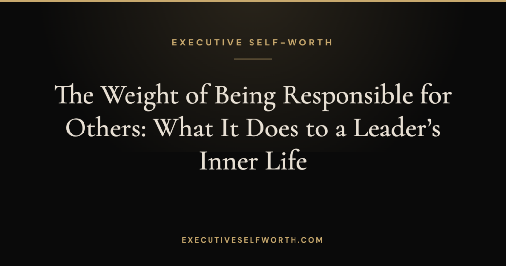 The Weight of Being Responsible for Others: What It Does to a Leader’s Inner Life